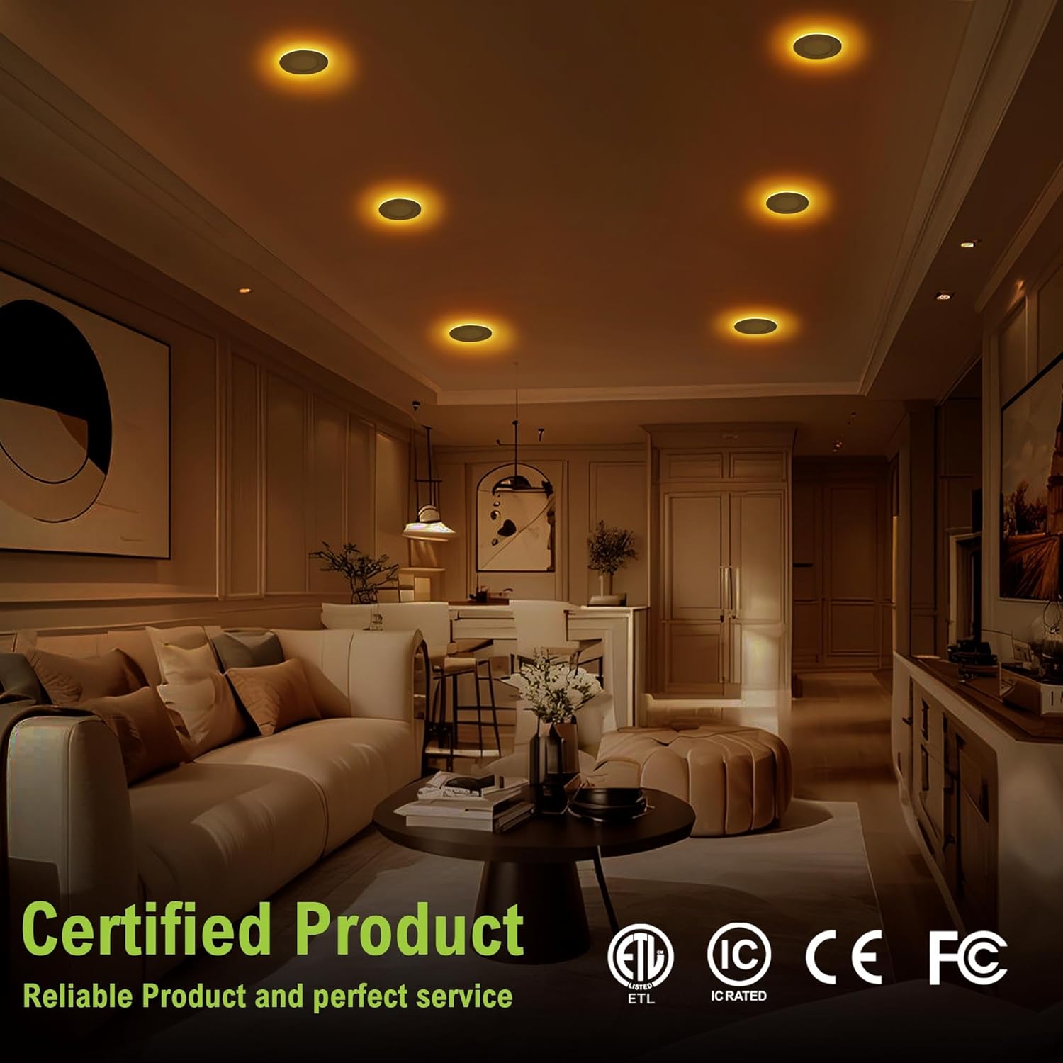 12-Pack DAMINY 6 Inch 5CCT LED Recessed Light with Night Light - Ultra-Thin, Canless, 12W=110W, 1000LM, Dimmable Wafer Lights - ETL Certified