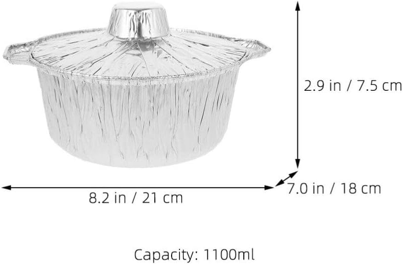 12-Pack Disposable Aluminum Deep Pot with Lid - Round Foil Pans for Cooking, Baking, and Heating - 1100ml - Perfect for Camping and Vacation Trips