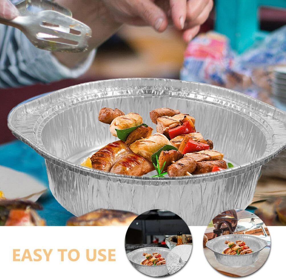 12-Pack Disposable Aluminum Deep Pot with Lid - Round Foil Pans for Cooking, Baking, and Heating - 1100ml - Perfect for Camping and Vacation Trips