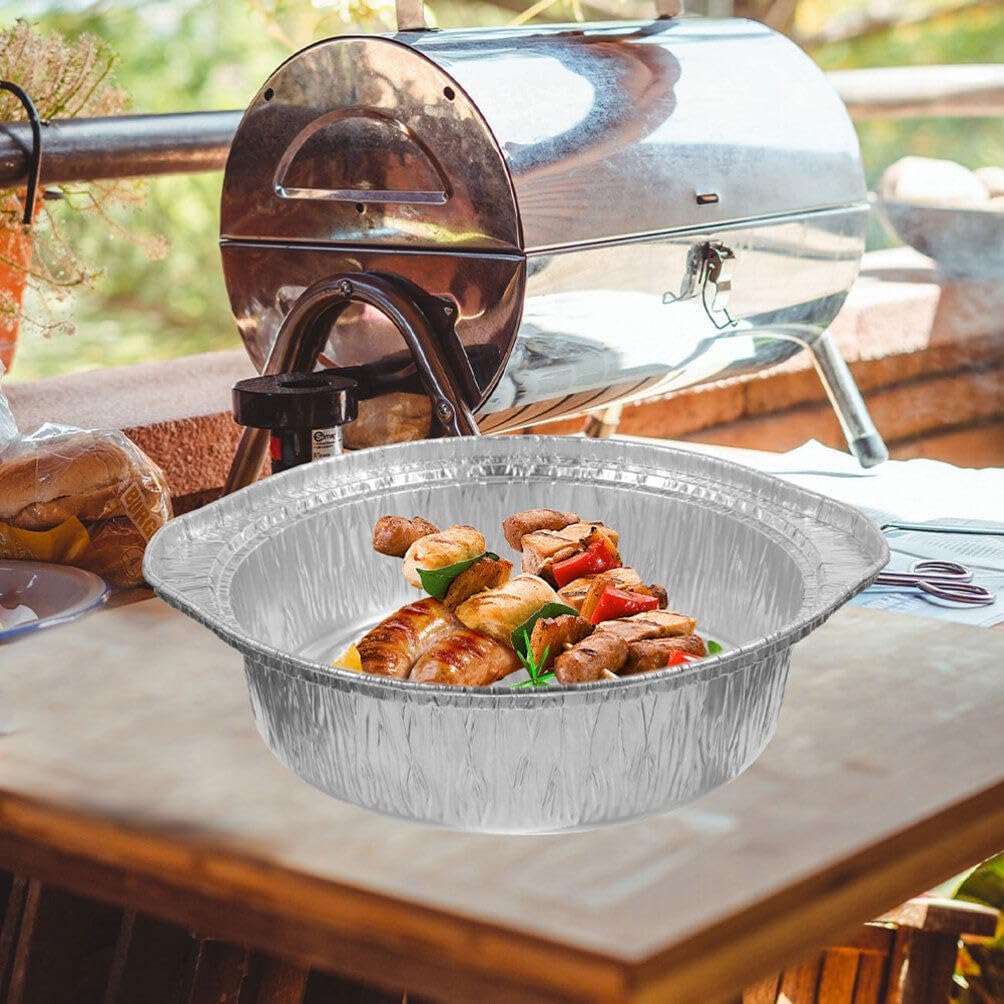 12-Pack Disposable Aluminum Deep Pot with Lid - Round Foil Pans for Cooking, Baking, and Heating - 1100ml - Perfect for Camping and Vacation Trips
