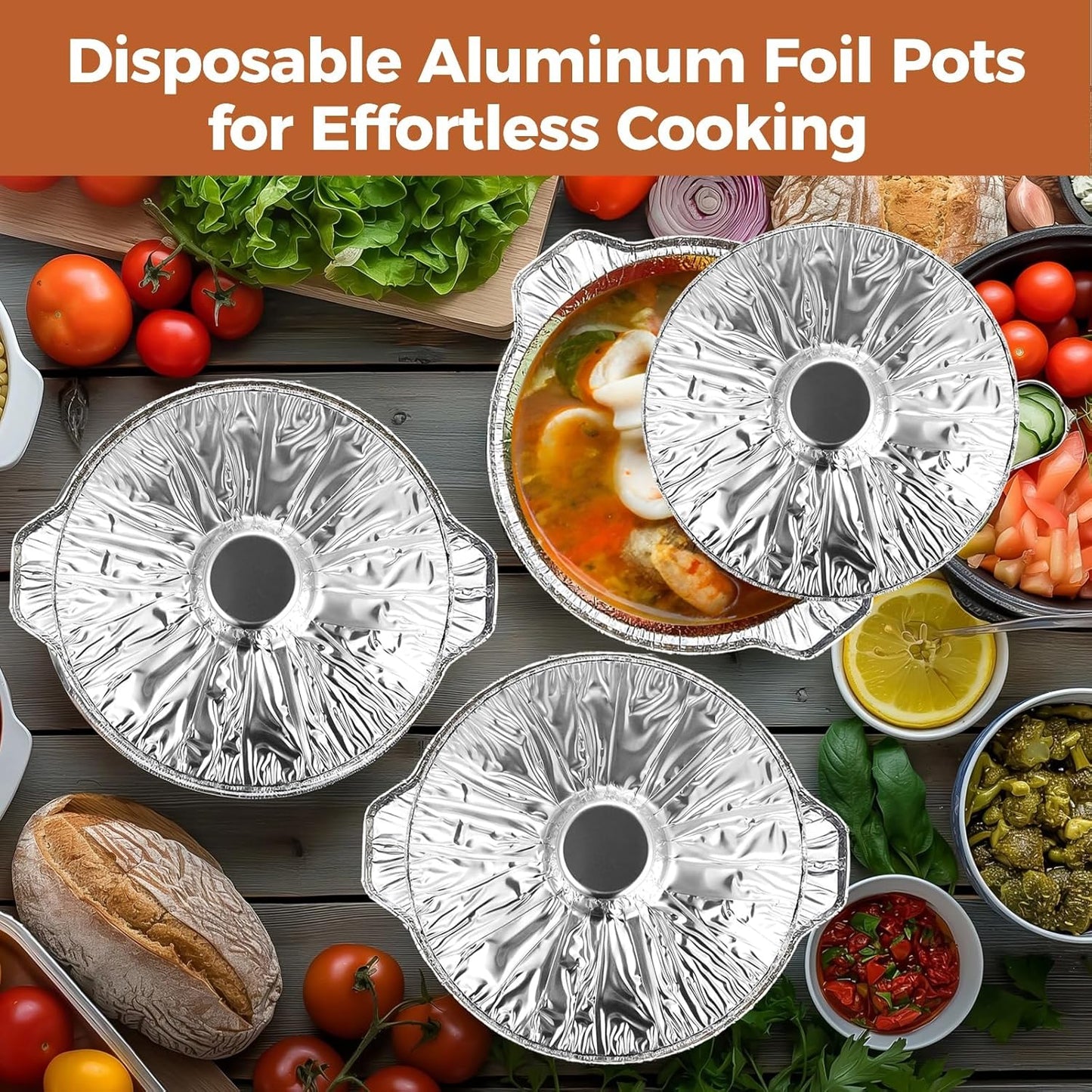 12 Pack Disposable Aluminum Round Foil Pans with Lids - Portable Cookware for Camping and Baking