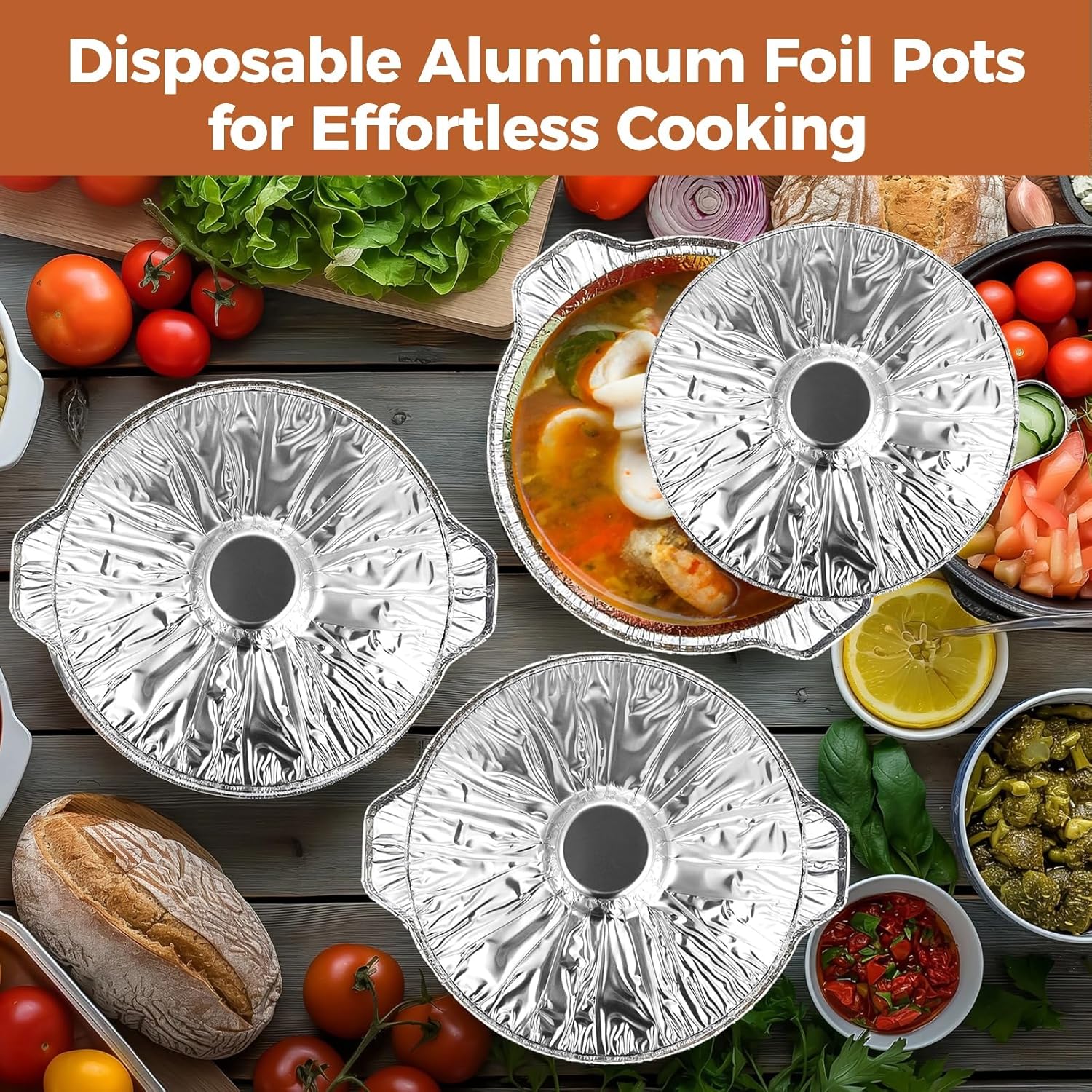 12 Pack Disposable Aluminum Round Foil Pans with Lids - Portable Cookware for Camping and Baking