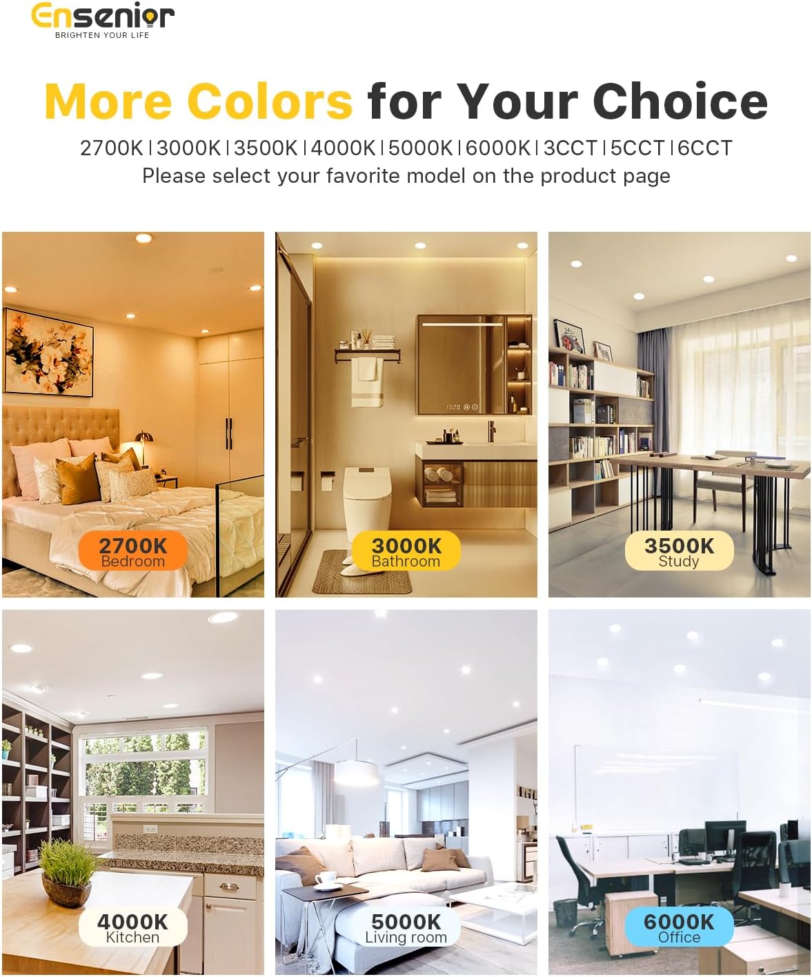 12 Pack Ensenior 4 Inch Ultra-Thin LED Recessed Lights with Junction Box, Selectable Color Temperature, Dimmable, ETL Certified