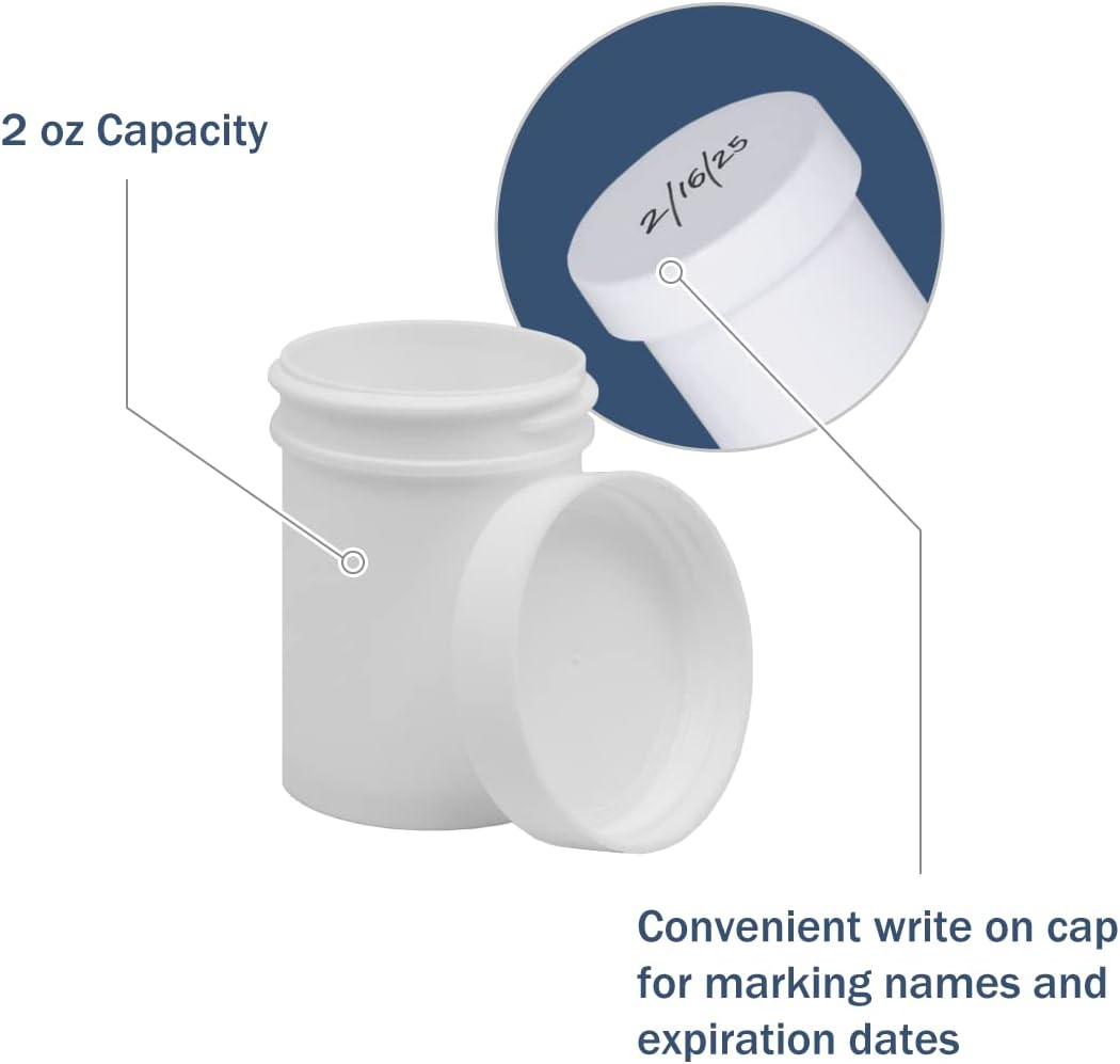 12-Pack EZY DOSE 2 oz Ointment Jars with Screw-On Caps - Leak-Proof Containers for Creams and Balms, Durable Design for DIY Skincare and Herbal Remedies - White