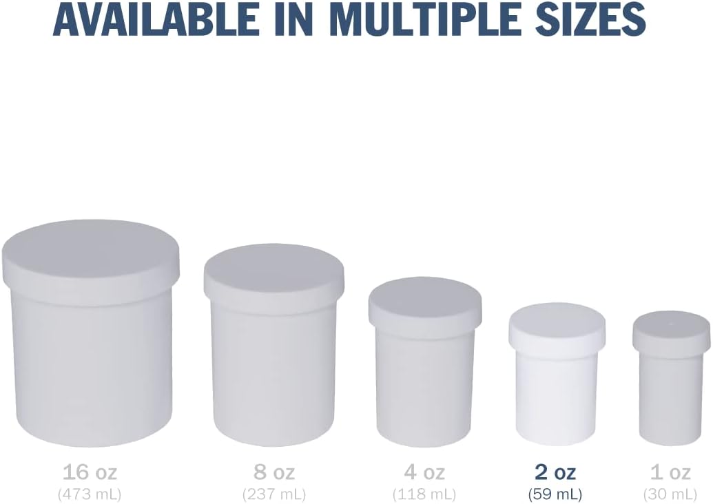 12-Pack EZY DOSE 2 oz Ointment Jars with Screw-On Caps - Leak-Proof Containers for Creams and Balms, Durable Design for DIY Skincare and Herbal Remedies - White