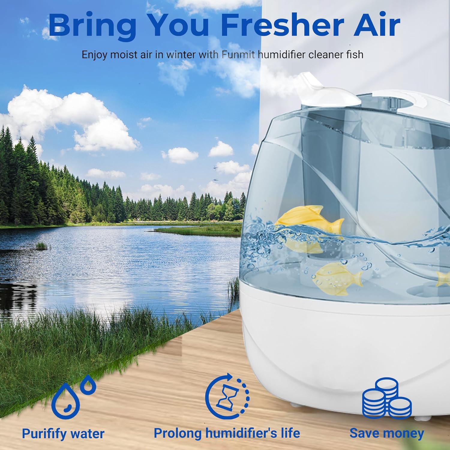 12 Pack Funmit Universal Humidifier Cleaner Fish for Humidifiers & Fish Tanks - Purifies Water, Prevents Hard Water Build-Up & Reduces Scale