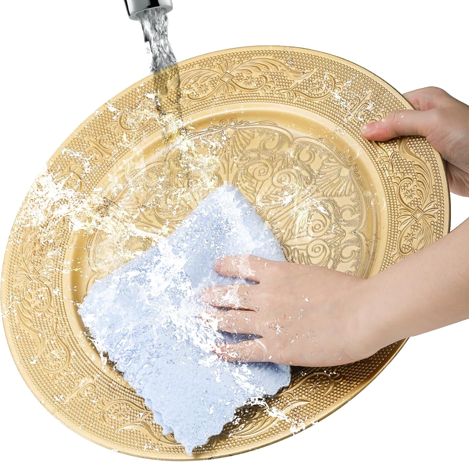 12 Pack Gold Charger Plates, 13 Inch Round Chargers for Dinner Plates - Decorative Plastic Table Chargers for Wedding and Holiday Parties
