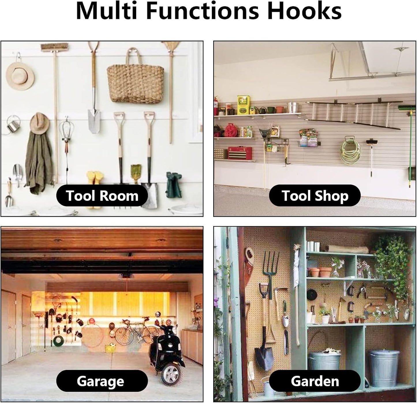 12 Pack Heavy Duty 4 Inch J Utility Hangers for Garage Storage - Universal Wall Mounted Hooks Grey Color