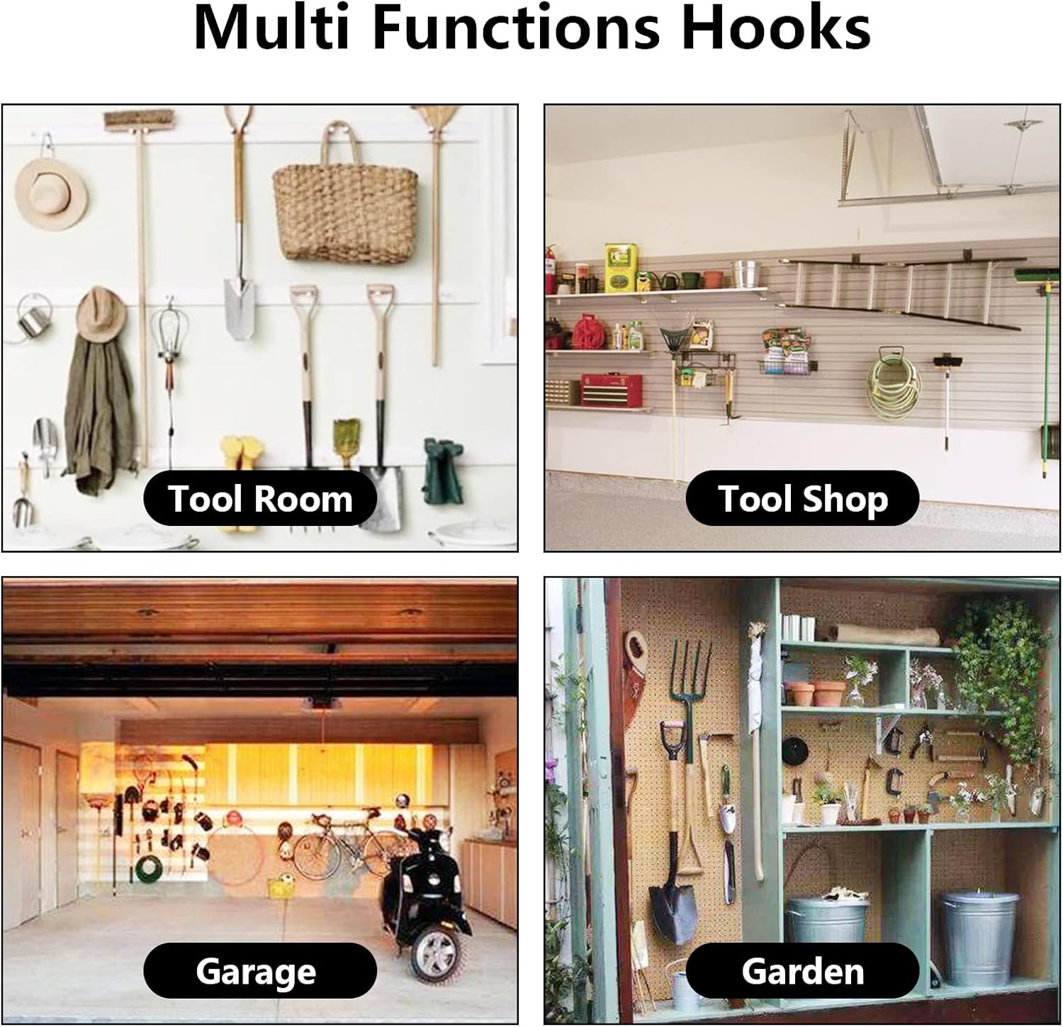 12 Pack Heavy Duty 4 Inch J Utility Hangers for Garage Storage - Universal Wall Mounted Hooks Grey Color