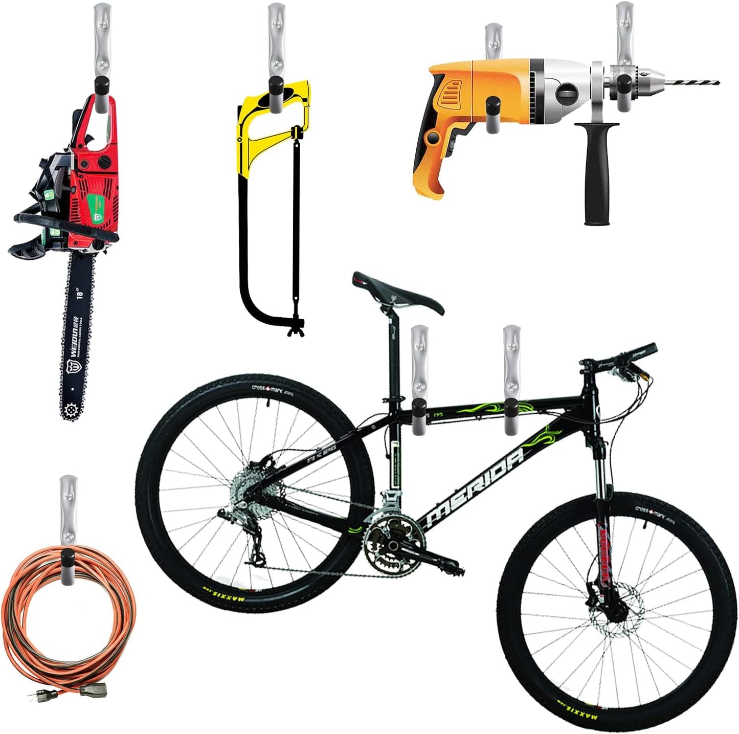 12 Pack Heavy Duty 4 Inch J Utility Hangers for Garage Storage - Universal Wall Mounted Hooks Grey Color