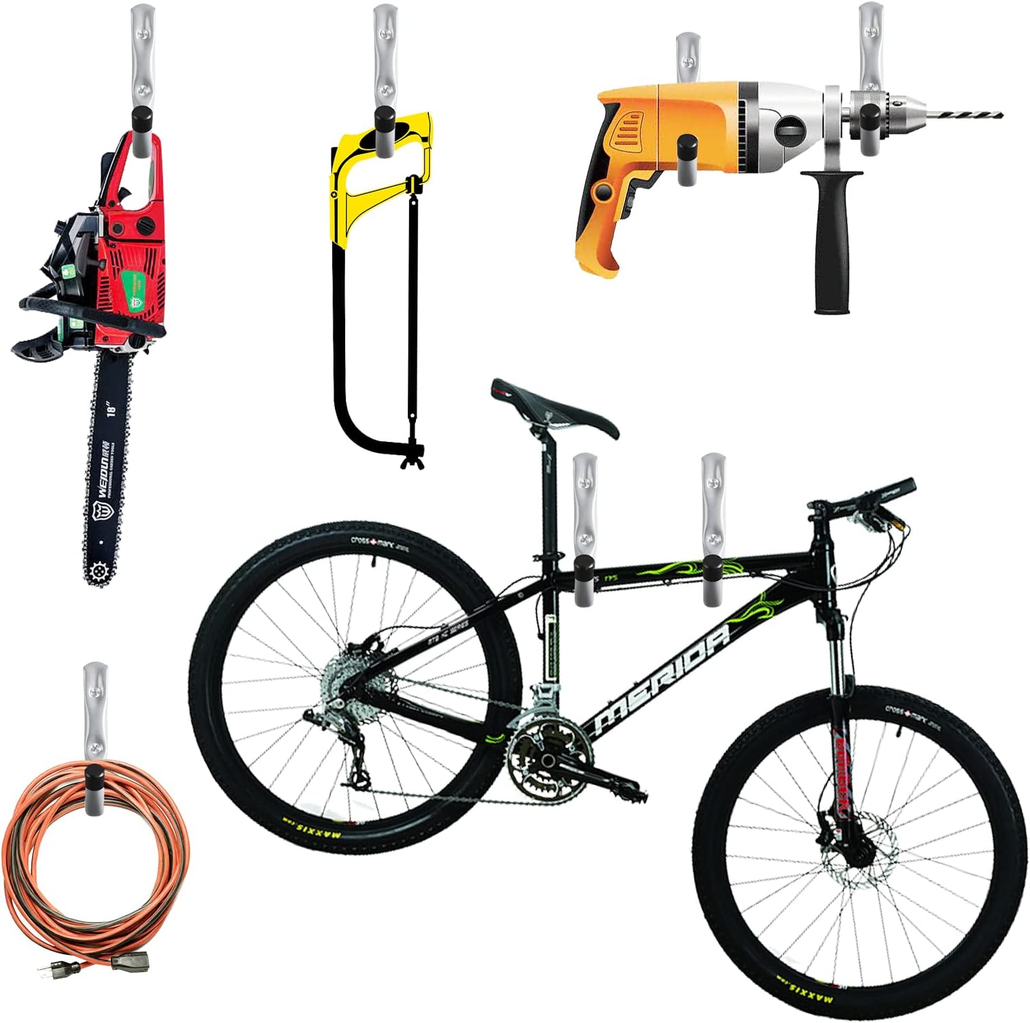 12 Pack Heavy Duty 4 Inch J Utility Hangers for Garage Storage - Universal Wall Mounted Hooks Grey Color