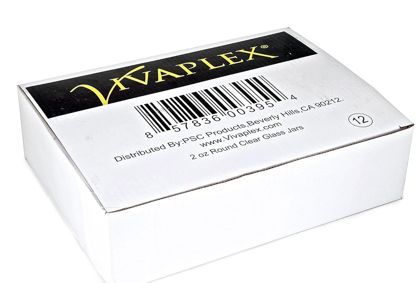 12-Pack of 2 oz Clear Round Glass Jars with Inner Liners and Black Lids by Vivaplex