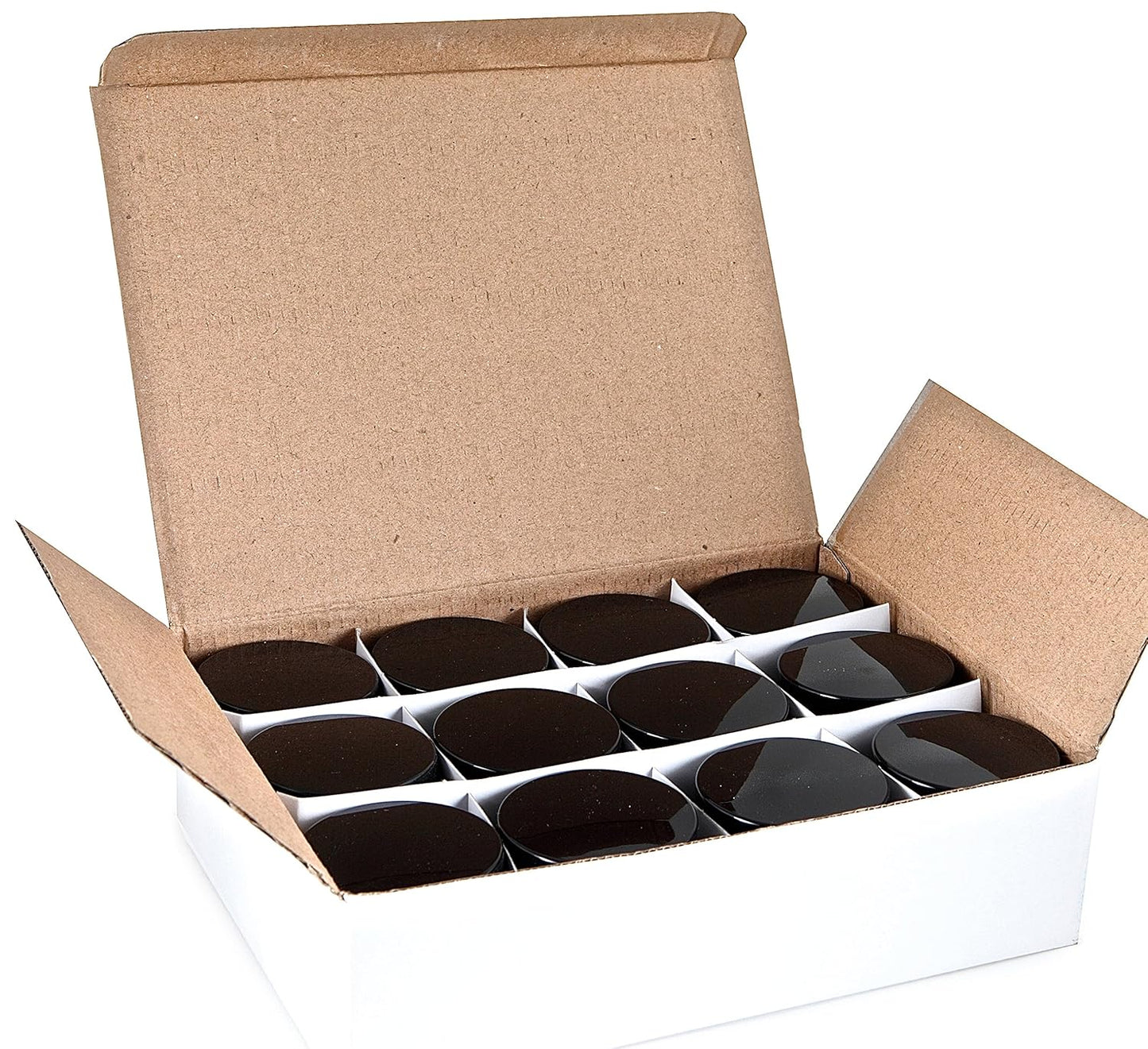 12-Pack of 2 oz Clear Round Glass Jars with Inner Liners and Black Lids by Vivaplex