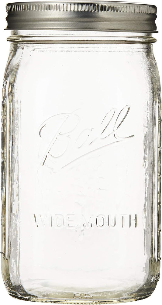12-Pack of 32oz Wide Mouth Clear Mason Jars by Jarden Ball Quart