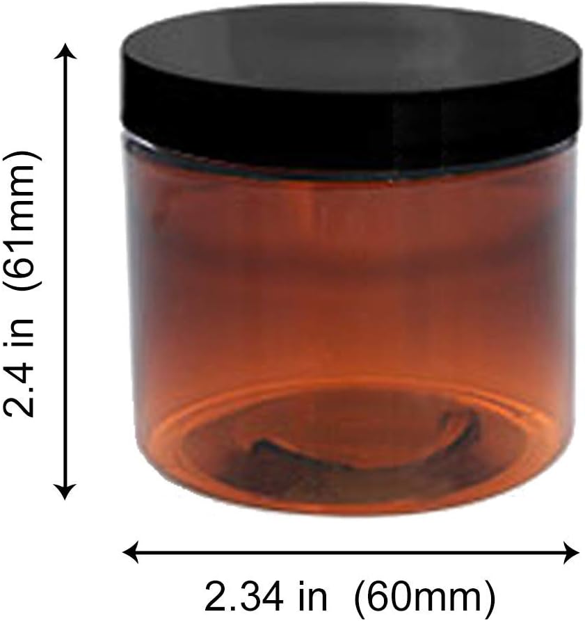 12 Pack of Aromine 8oz Amber Plastic Jars with Blank Labels - BPA Free PET Plastic