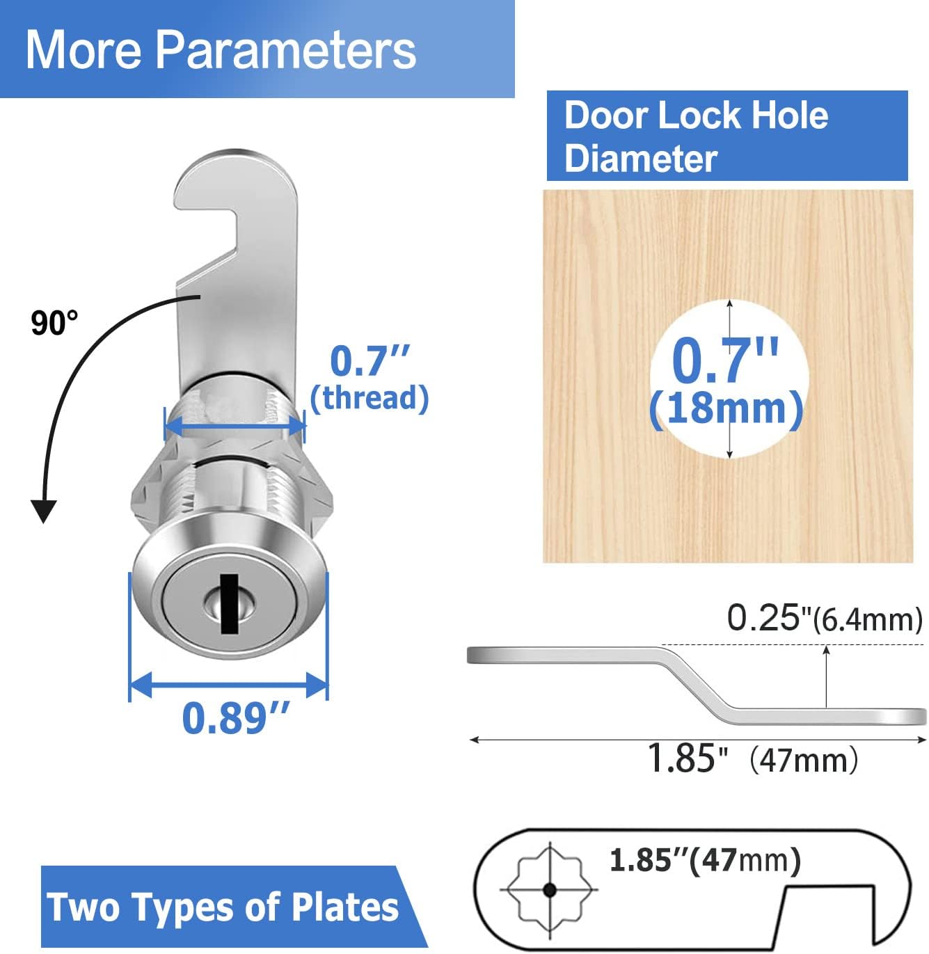 12 Pack of Sissinda Cam Locks Keyed Alike with 1-1/8 Inch Cylinder for Secure Cabinet, Drawer, RV, Camper, Trailer - Zinc Alloy, Fits 0.9 Inch Max Panel Thickness