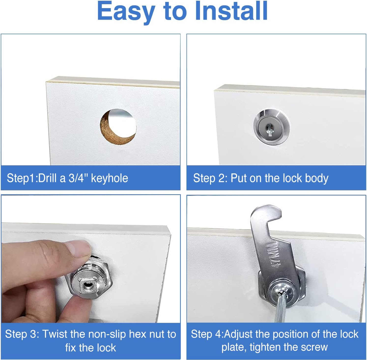 12 Pack of Sissinda Cam Locks Keyed Alike with 1-1/8 Inch Cylinder for Secure Cabinet, Drawer, RV, Camper, Trailer - Zinc Alloy, Fits 0.9 Inch Max Panel Thickness