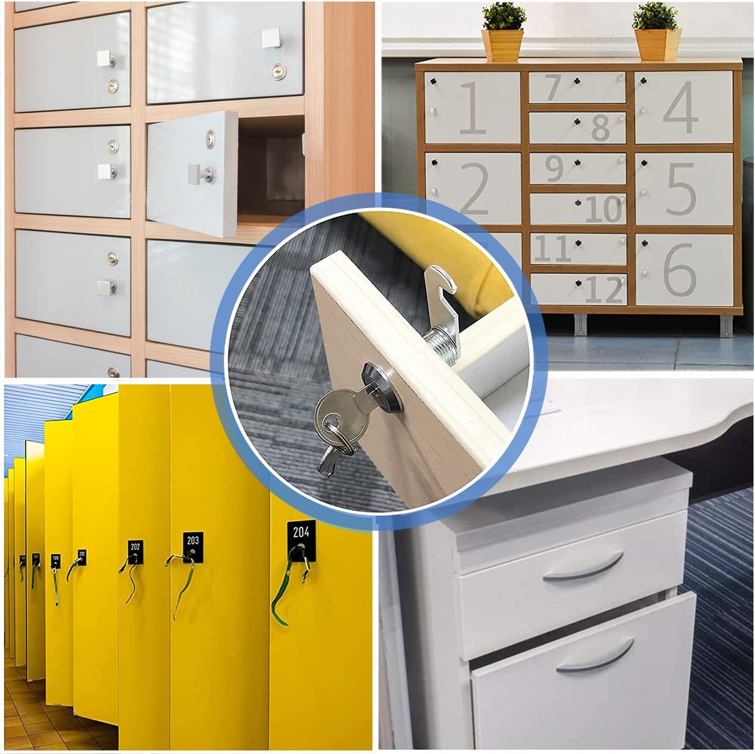 12 Pack of Sissinda Cam Locks Keyed Alike with 1-1/8 Inch Cylinder for Secure Cabinet, Drawer, RV, Camper, Trailer - Zinc Alloy, Fits 0.9 Inch Max Panel Thickness