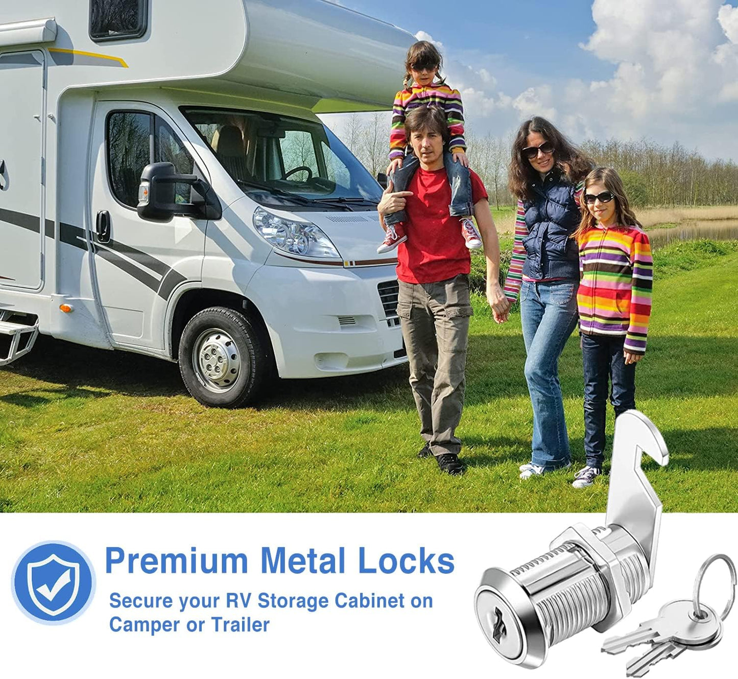 12 Pack of Sissinda Cam Locks Keyed Alike with 1-1/8 Inch Cylinder for Secure Cabinet, Drawer, RV, Camper, Trailer - Zinc Alloy, Fits 0.9 Inch Max Panel Thickness