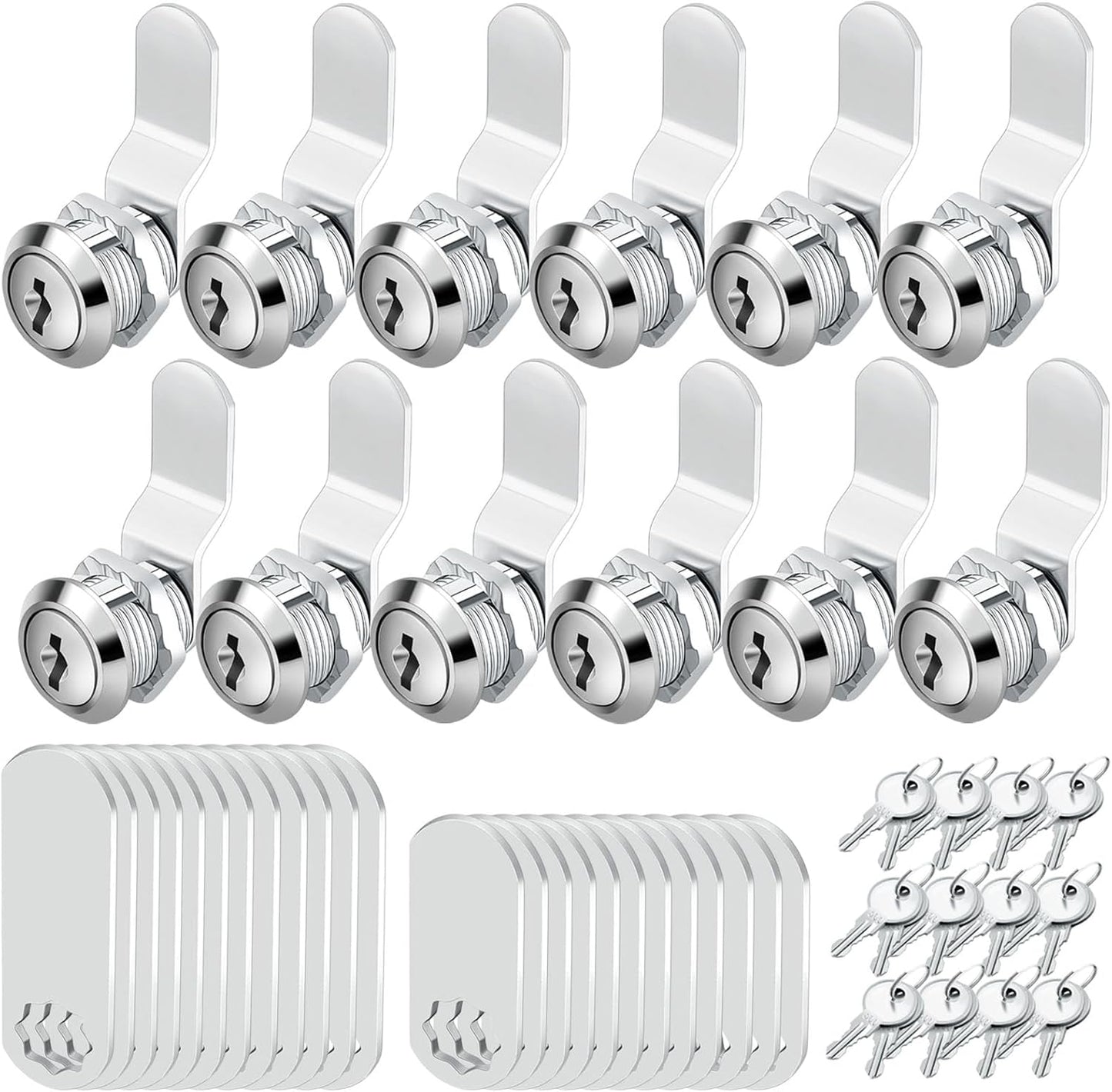 12 Pack of Zzbety 5/8" Keyed Alike Cam Locks for Cabinets, Drawers, Mailbox, RV, Camper, Tool Box - Zinc Alloy Cylinder Replacement Lock Set
