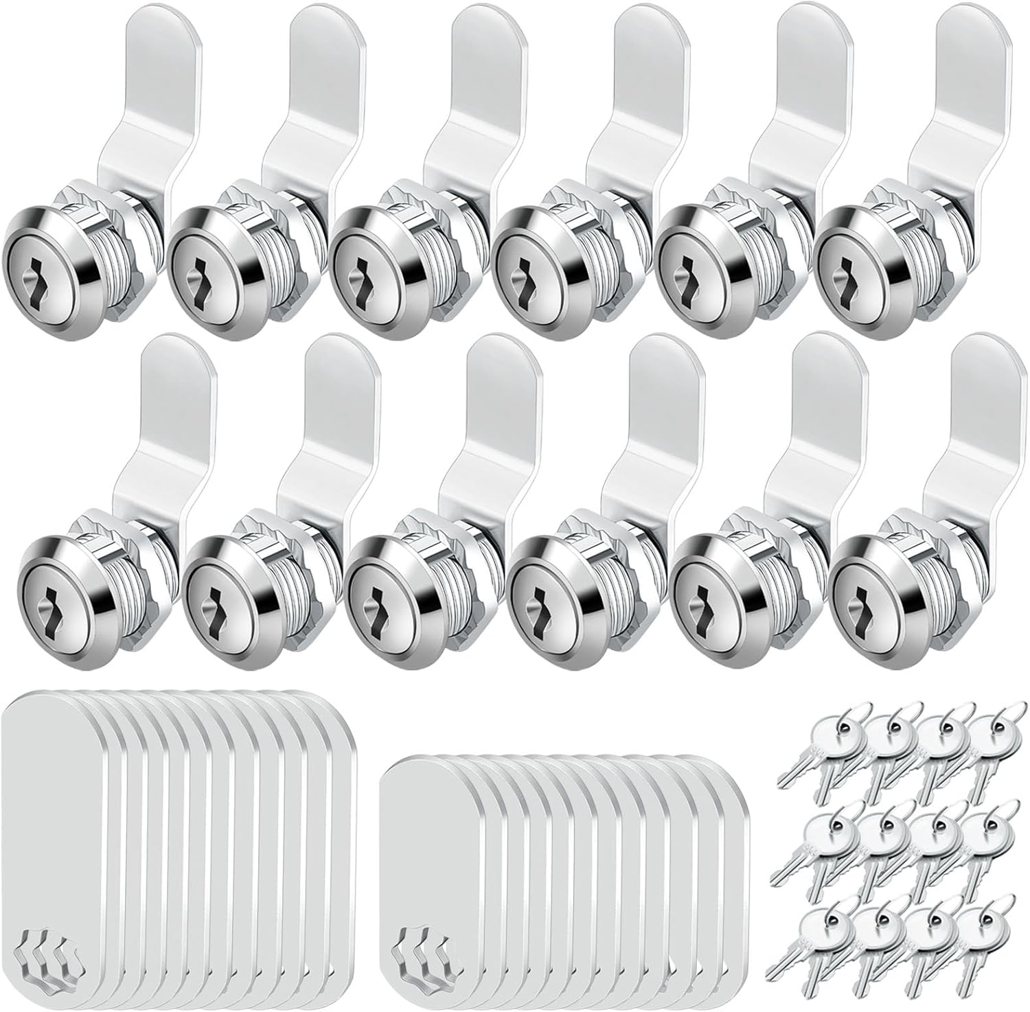 12 Pack of Zzbety 5/8" Keyed Alike Cam Locks for Cabinets, Drawers, Mailbox, RV, Camper, Tool Box - Zinc Alloy Cylinder Replacement Lock Set