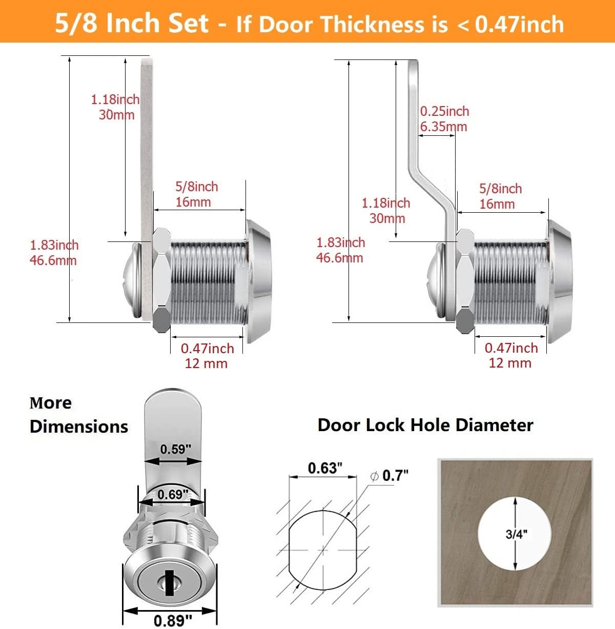 12 Pack of Zzbety 5/8" Keyed Alike Cam Locks for Cabinets, Drawers, Mailbox, RV, Camper, Tool Box - Zinc Alloy Cylinder Replacement Lock Set