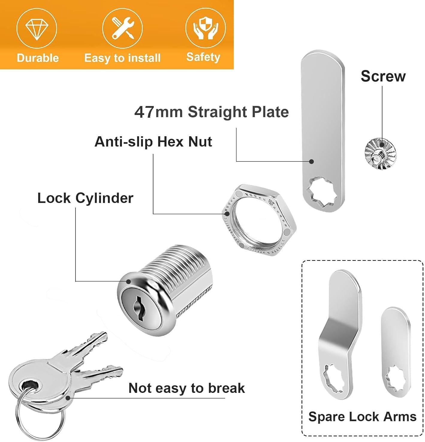 12 Pack of Zzbety 5/8" Keyed Alike Cam Locks for Cabinets, Drawers, Mailbox, RV, Camper, Tool Box - Zinc Alloy Cylinder Replacement Lock Set