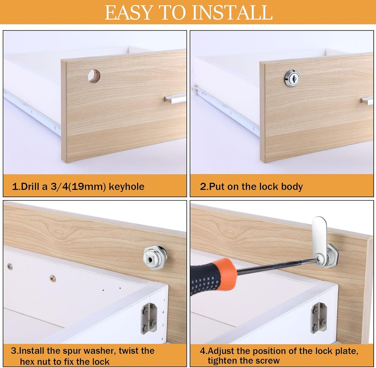 12 Pack of Zzbety 5/8" Keyed Alike Cam Locks for Cabinets, Drawers, Mailbox, RV, Camper, Tool Box - Zinc Alloy Cylinder Replacement Lock Set