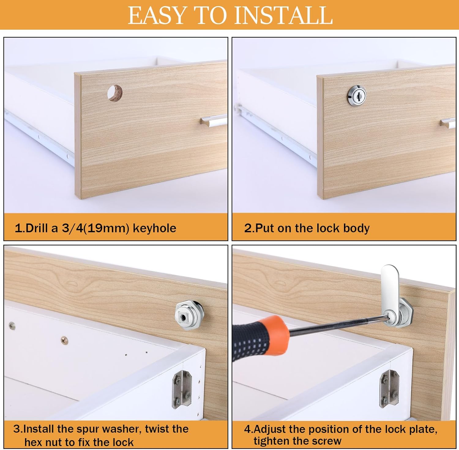 12 Pack of Zzbety 5/8" Keyed Alike Cam Locks for Cabinets, Drawers, Mailbox, RV, Camper, Tool Box - Zinc Alloy Cylinder Replacement Lock Set