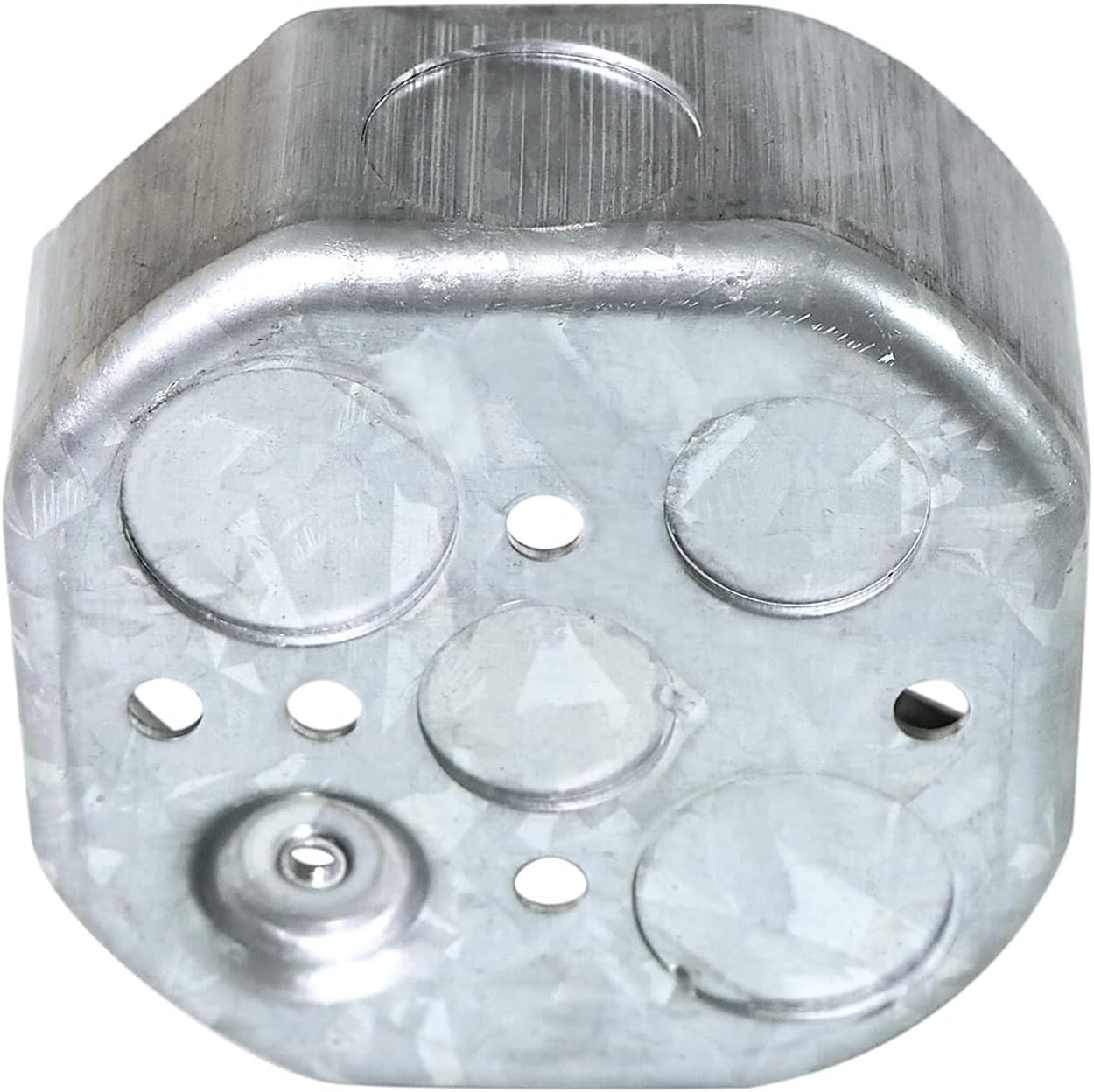 12 Pack Qlvily Octagon Electrical Junction Box with Raised Ground, 1-1/2'' Deep, Galvanized Metal, 3/4" Side Knockouts