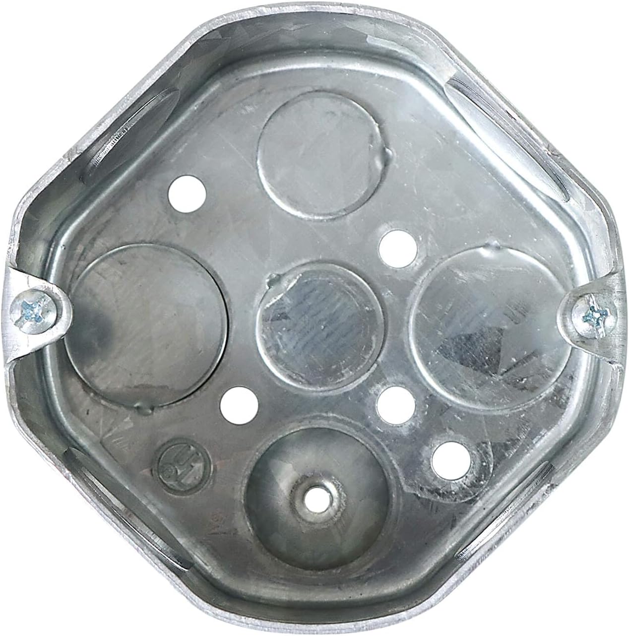 12 Pack Qlvily Octagon Electrical Junction Box with Raised Ground, 1-1/2'' Deep, Galvanized Metal, 3/4" Side Knockouts