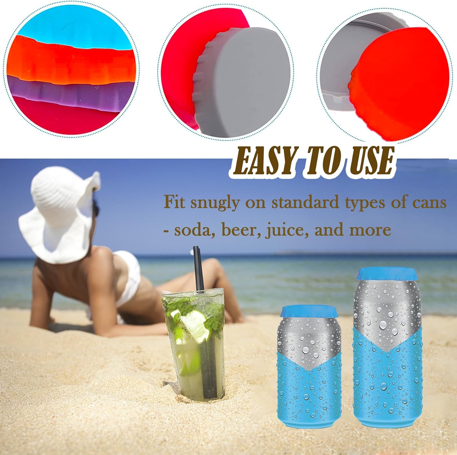 12 Pack Silicone Soda Can Lids - Reusable Colorful Drink Can Covers - Spill-proof Dust-proof Soda Lid - Food Grade Protector for Coke, Beer, Energy Drink