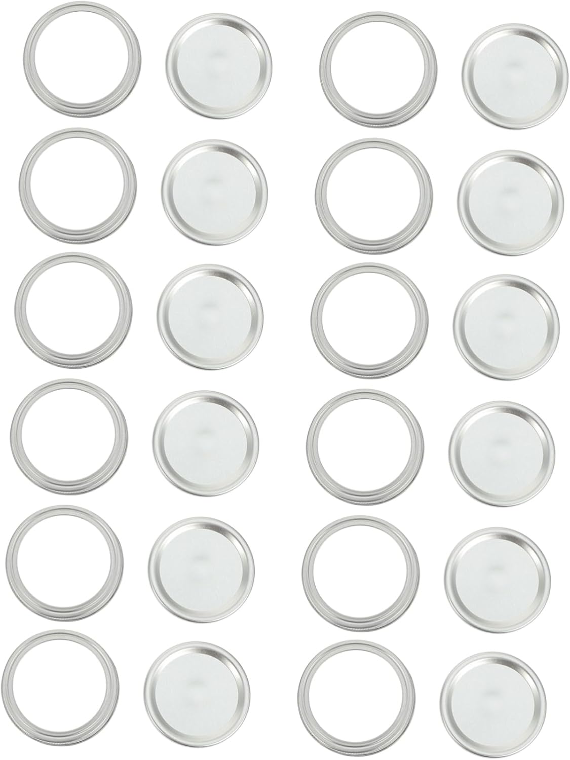 12 Pack Wide Mouth Mason Jar Lids Replacement Rings Bands - Silver Tinplate - for Canning Jars, Salad Mason Jars, BIUDECO