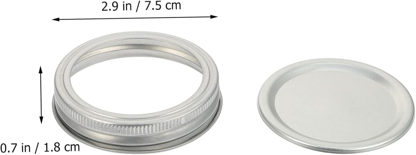 12 Pack Wide Mouth Mason Jar Lids Replacement Rings Bands - Silver Tinplate - for Canning Jars, Salad Mason Jars, BIUDECO