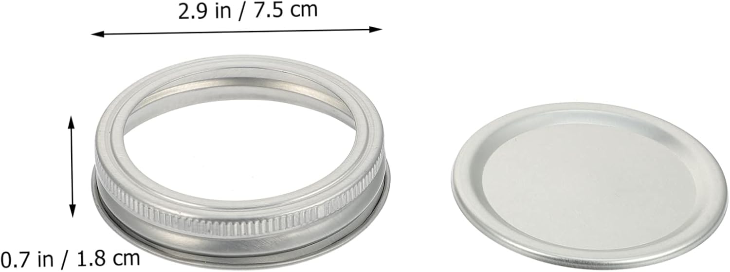 12 Pack Wide Mouth Mason Jar Lids Replacement Rings Bands - Silver Tinplate - for Canning Jars, Salad Mason Jars, BIUDECO