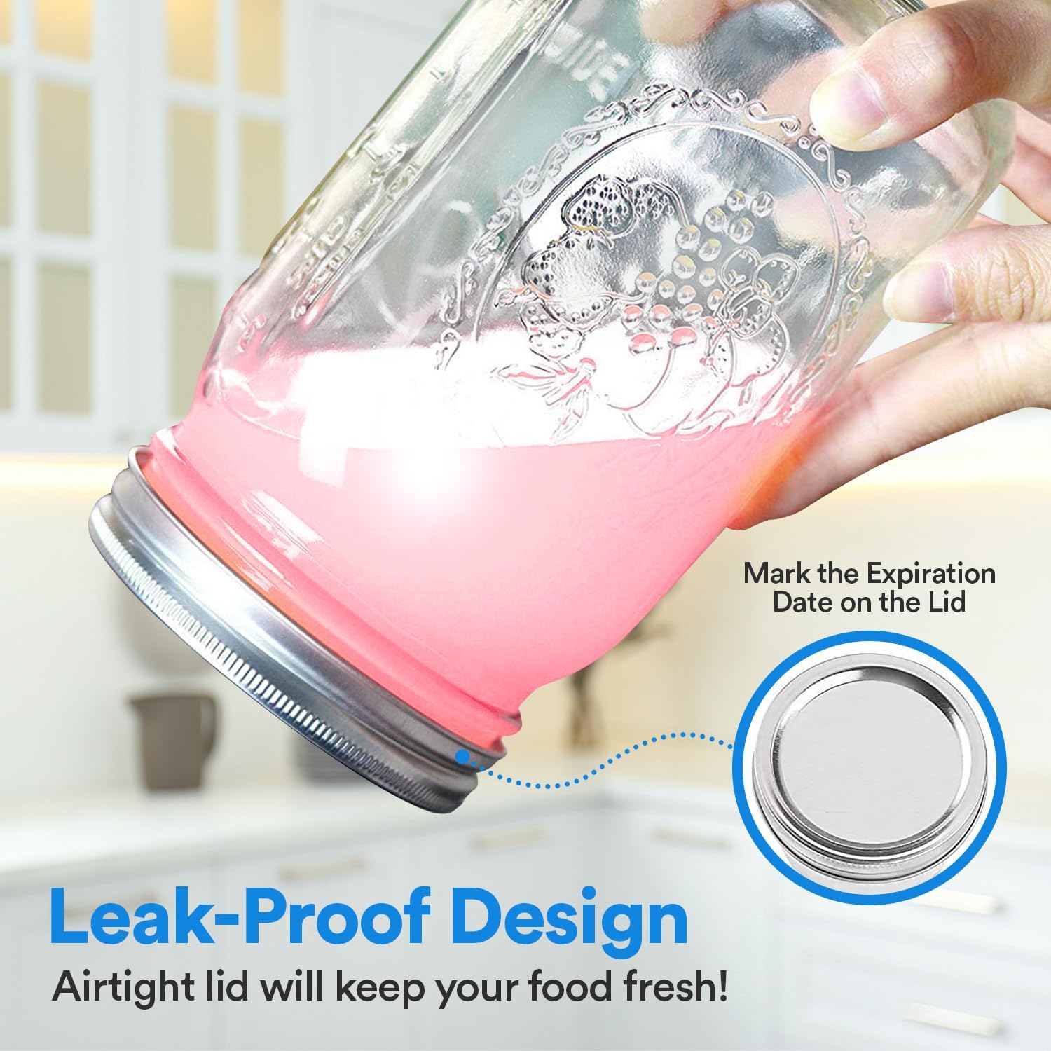 12 Pack Wide Mouth Quart Size Mason Jars with Airtight Lids and Bands - Ideal for Canning, Fermenting, Pickling, or DIY Projects - Made in USA - Includes Jar Opener