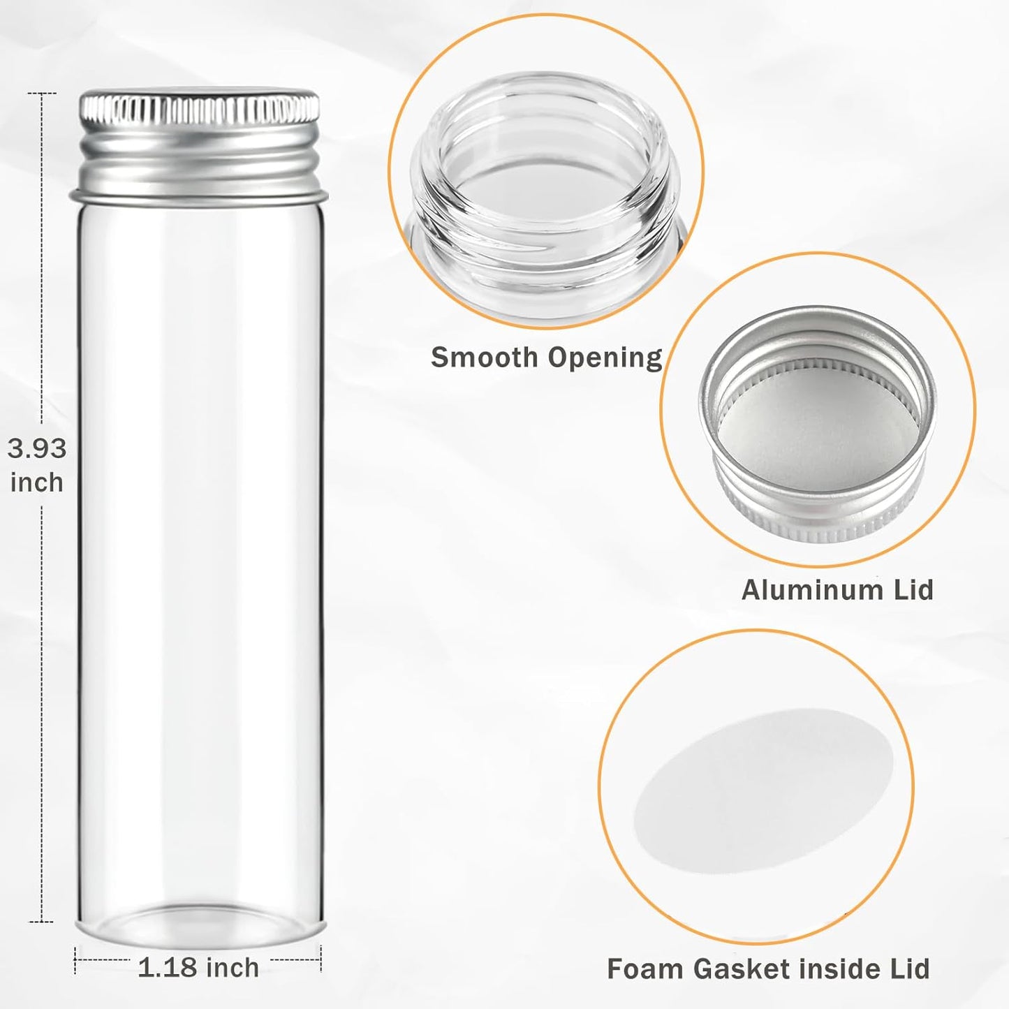 12 PCS 50 ml Glass Spice Jars with Aluminum Lids - Transparent Containers for Seasoning Storage, Home Kitchen, Camping, Gardening