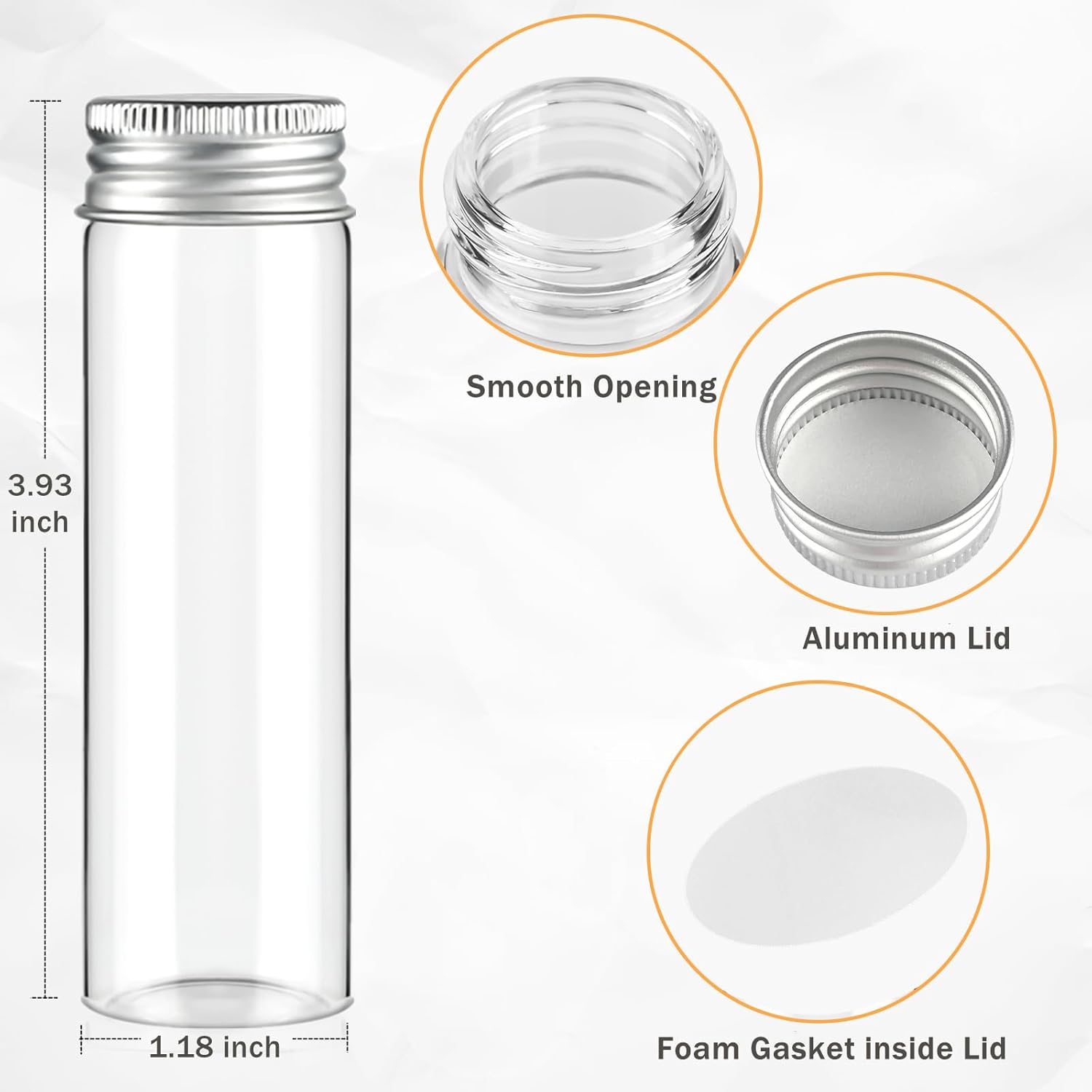 12 PCS 50 ml Glass Spice Jars with Aluminum Lids - Transparent Containers for Seasoning Storage, Home Kitchen, Camping, Gardening