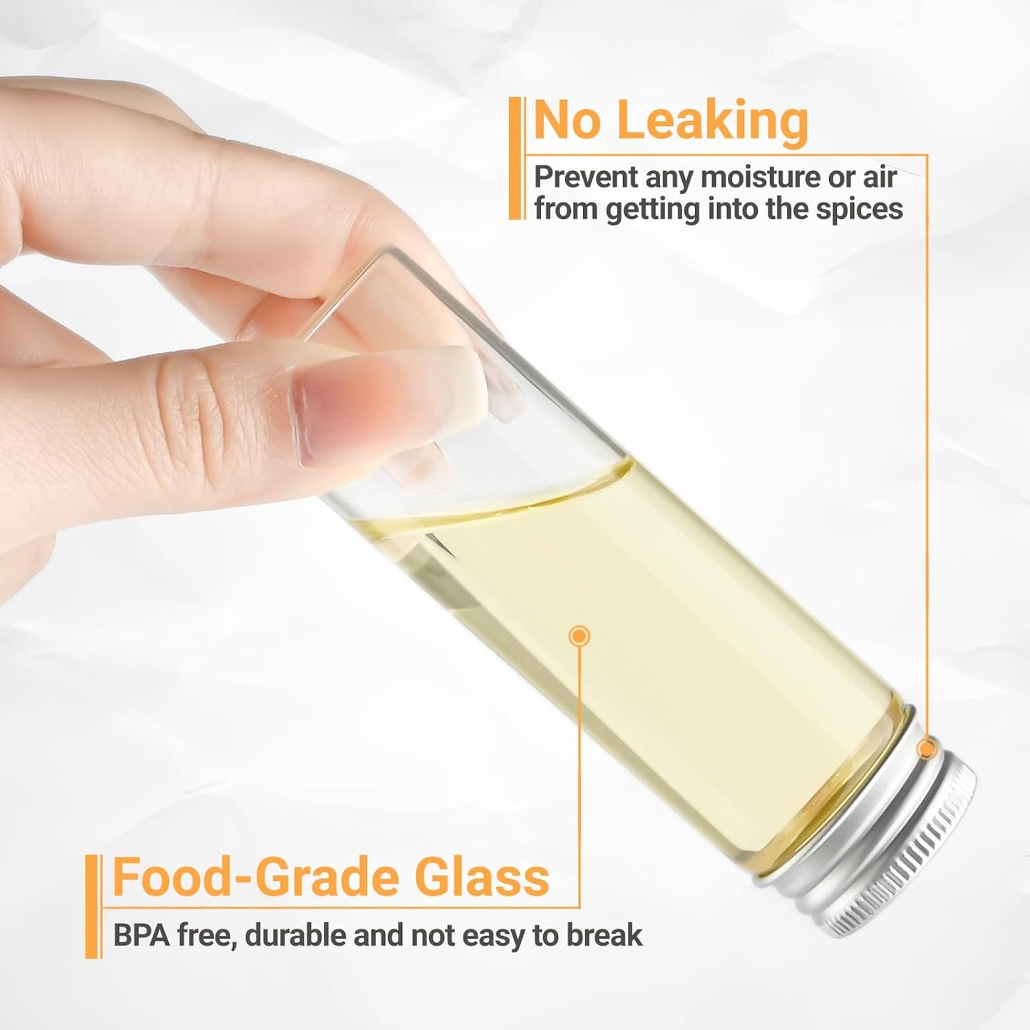 12 PCS 50 ml Glass Spice Jars with Aluminum Lids - Transparent Containers for Seasoning Storage, Home Kitchen, Camping, Gardening