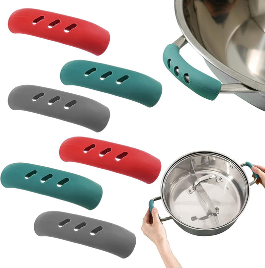 12 PCS Silicone Pot Handle Covers, Heat Resistant and Non-Slip for Cast Iron Skillet, Frying Pan, Metal Pan - DonLeeving