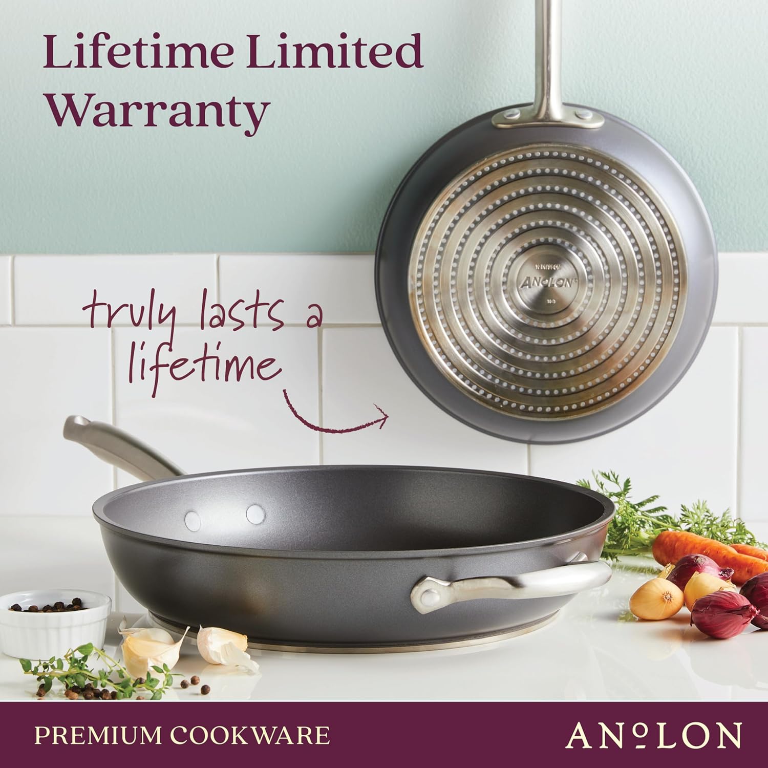 12 Piece Anolon Accolade Hard Anodized Nonstick Cookware Set in Moonstone Gray