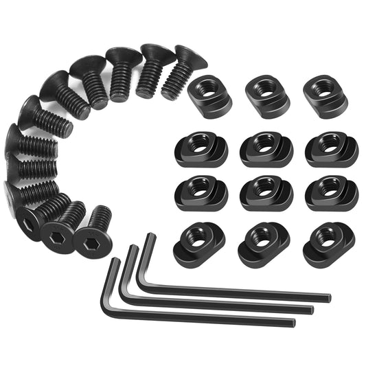 12-Piece FANGOSS Single Rail T-Nut and Screw Replacement Set with Short Screws, Nuts, and Allen Wrench - 10mm Length