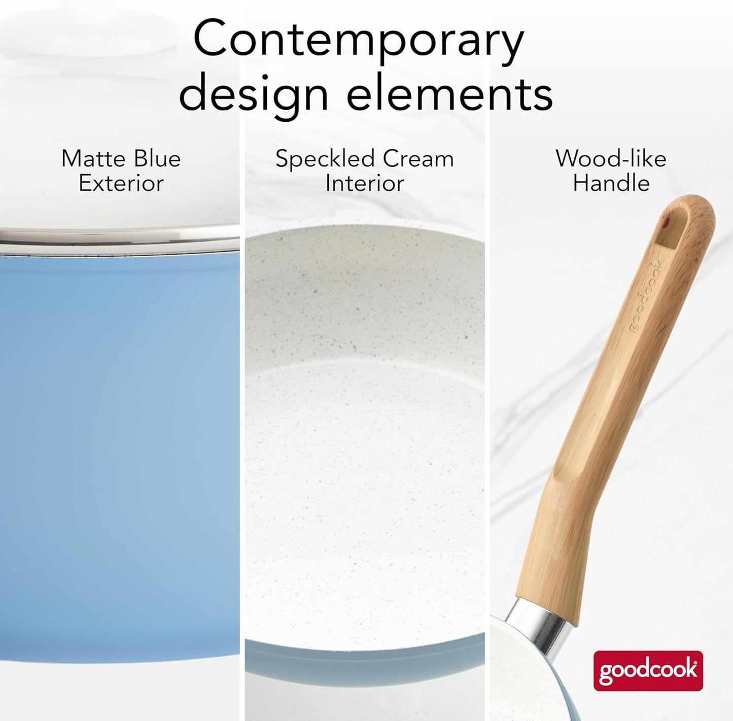 12-Piece Healthy Titanium-Infused Ceramic Cookware Set - Light Blue Induction Nonstick Pan & Pot Set with Steamer, Spoon, and Turner