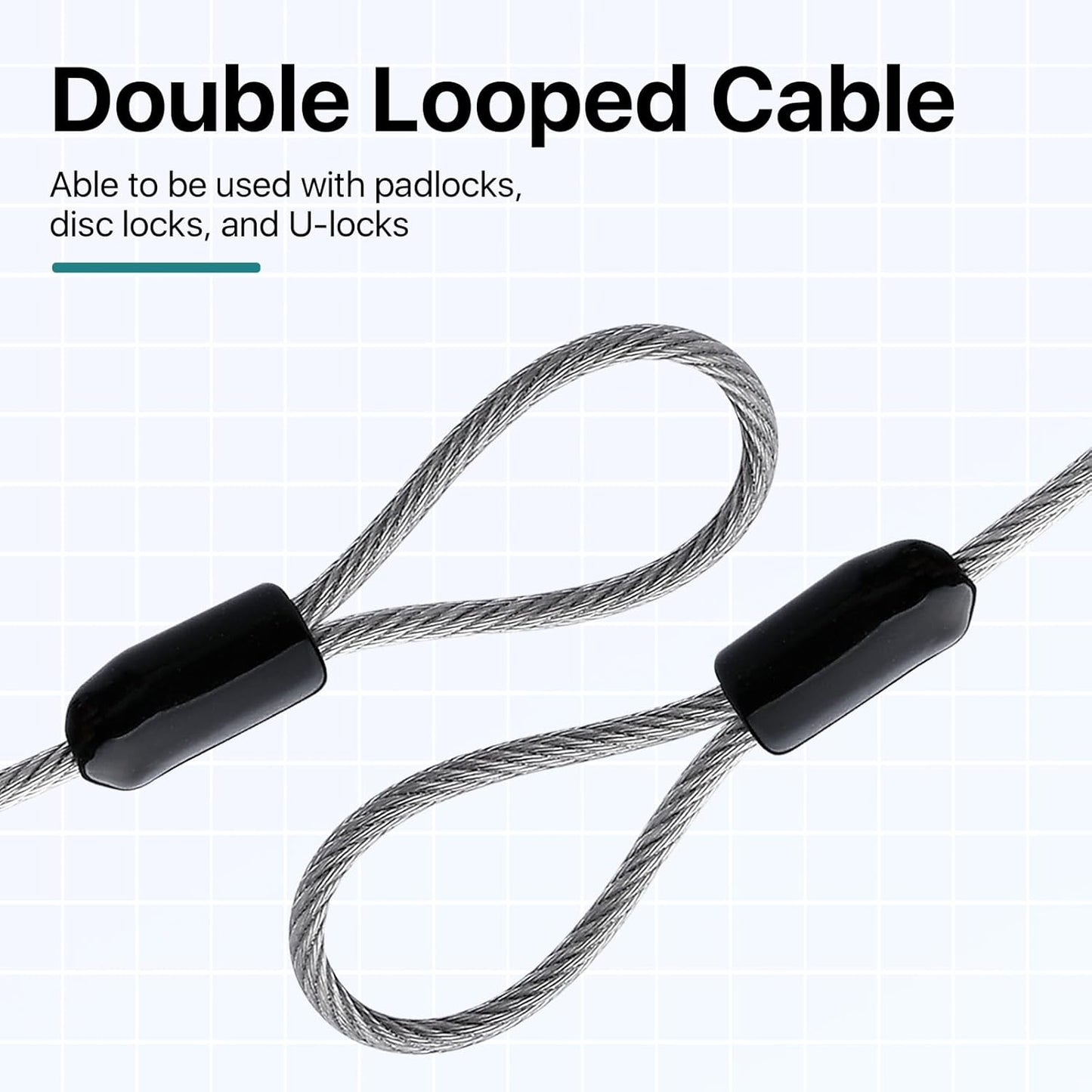 12-Piece Heavy-Duty Braided Steel Security Cable with Loops - 3.93ft x 3mm - Ideal for Gates, Bikes, Luggage, Toolbox, Tent - Silver Color