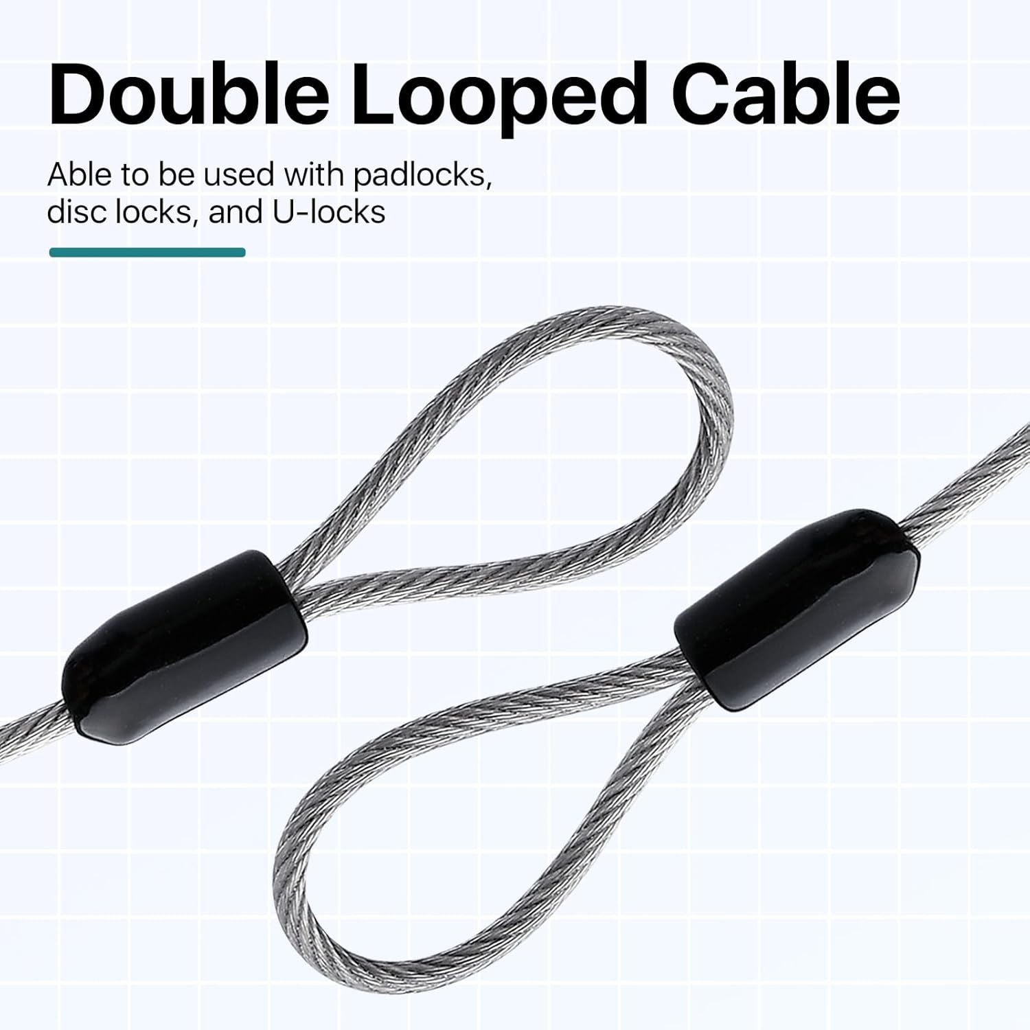 12-Piece Heavy-Duty Braided Steel Security Cable with Loops - 3.93ft x 3mm - Ideal for Gates, Bikes, Luggage, Toolbox, Tent - Silver Color