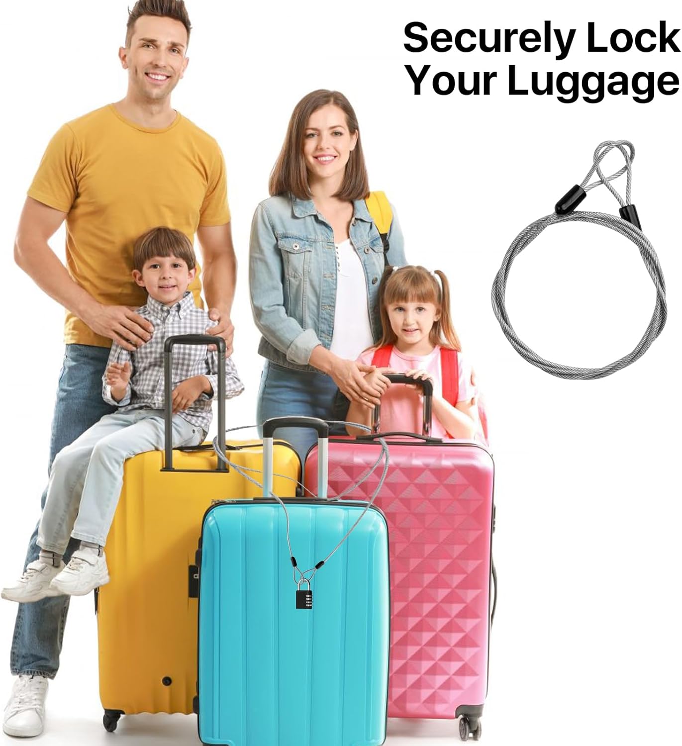 12-Piece Heavy-Duty Braided Steel Security Cable with Loops - 3.93ft x 3mm - Ideal for Gates, Bikes, Luggage, Toolbox, Tent - Silver Color