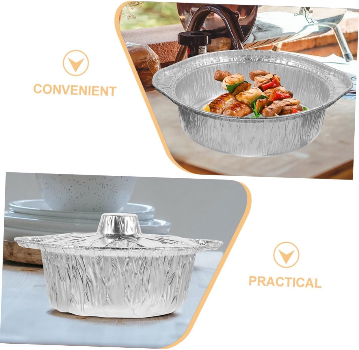 12-Piece Multi-function Pot Food Baking Set - Kitchen Tin Foil Containers for Convenient Food Storage