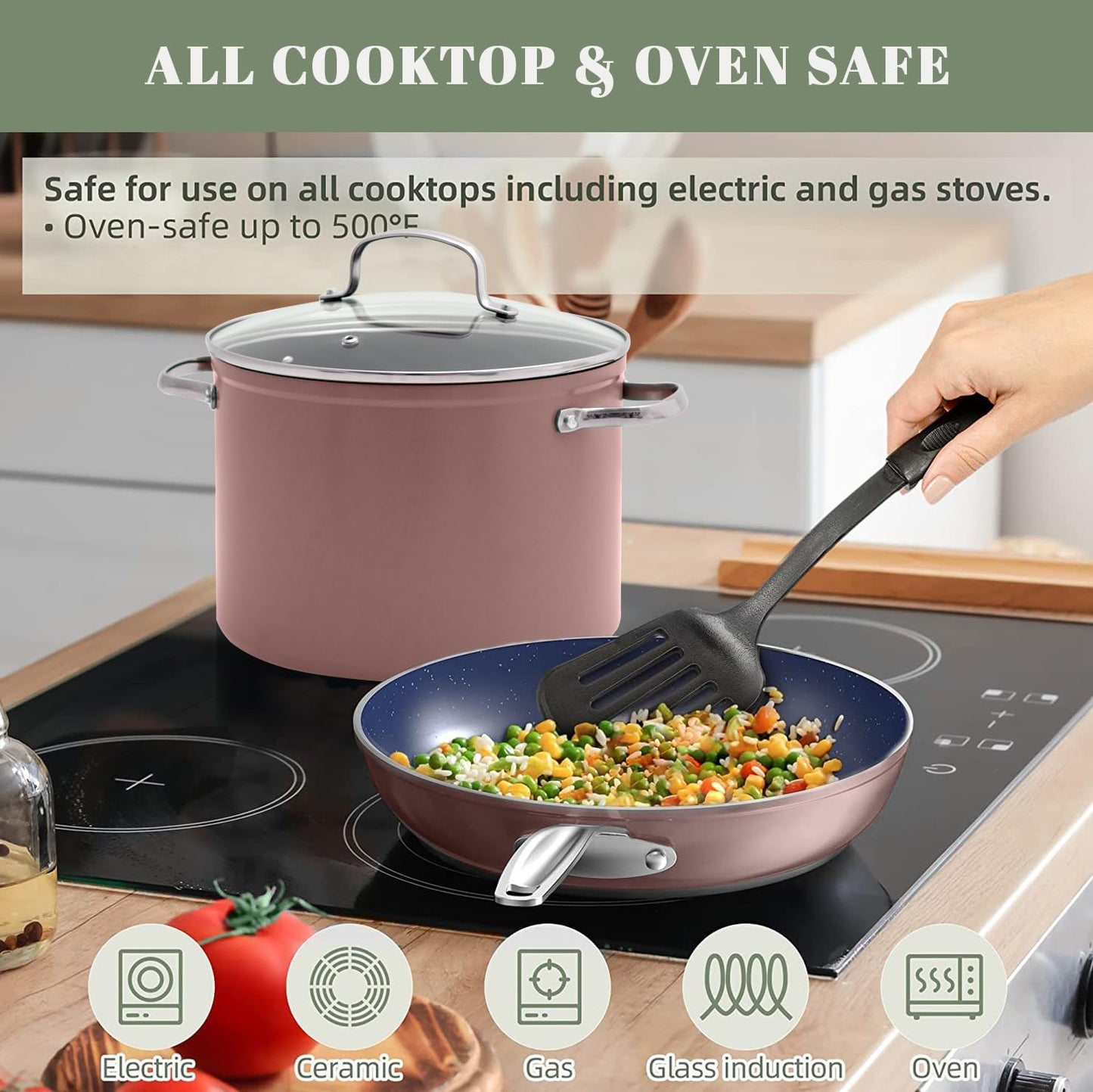 12-Piece Nuwave Lightweight Cookware Set with Duralon Ceramic Coating & Tempered Glass Lids