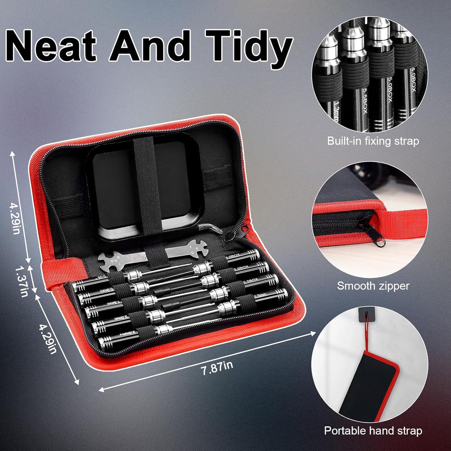 12-Piece RC Car Tool Kit with Screwdrivers, Pliers, Socket Wrenches, and Hobby Tools - Repair Tool Set for 1/18 1/24 RC Mini-Crawler SCX24, FCX24, TRX4M, UTB18, AX24 - Black