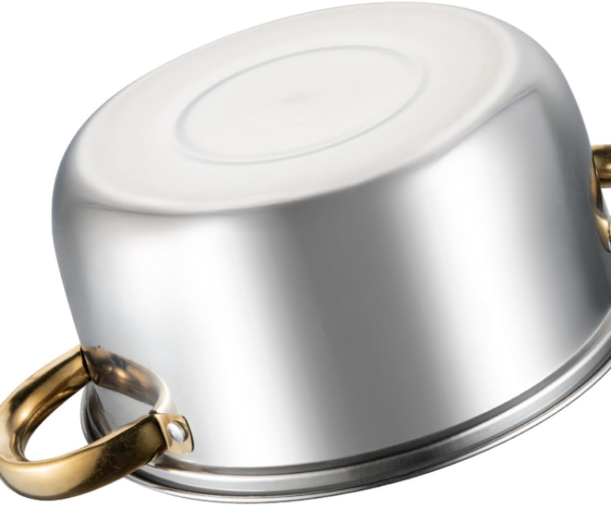 12-Piece Stainless Steel Cookware Set with Non-Stick Coating, Lids, Gold Handles, Steamer, Wok, and Frying Pan